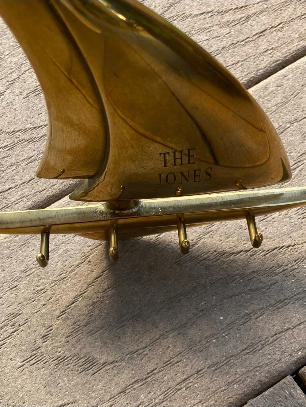 Vintage Polished Solid Brass Sailboat Key Hook Holder Engraved “The Jones”